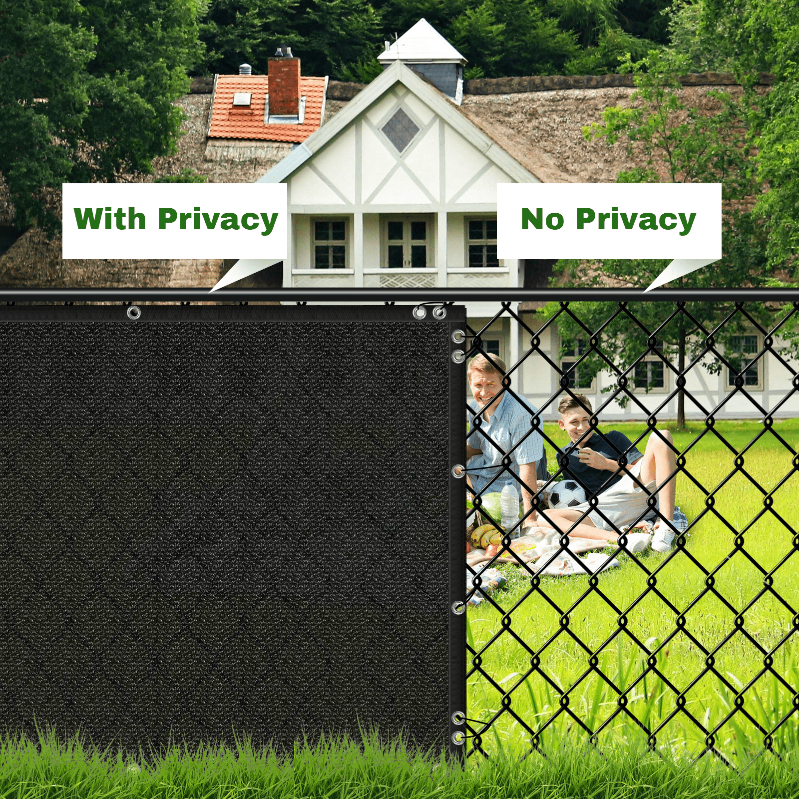 6x50ft Fence Privacy Screen, Outdoor Balcony Shade Cloth with 90% Shade Rating, 170 GSM Polyethylene Fabric Black, 80PCS Zip Ties Included