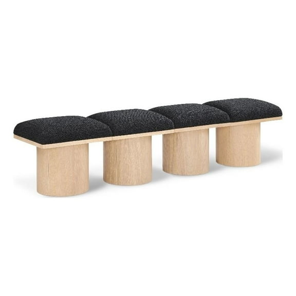 Pemberly Row Contemporary Black Boucle Fabric Bench - 72"W x 15.5"D x 17.5"H