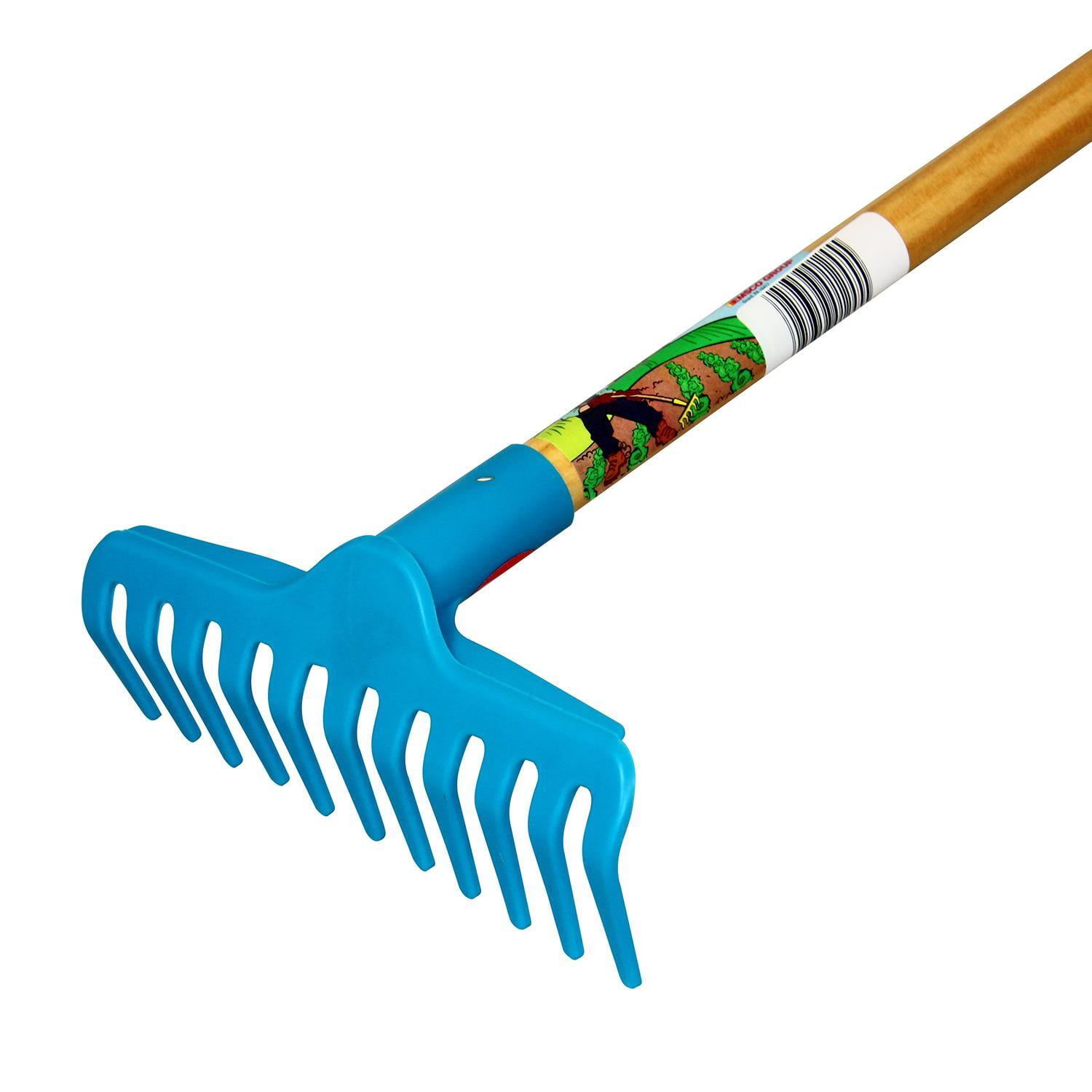 Yellow Kids Help Garden Hand Rake 11 Tine Small Shrub Rake for Children