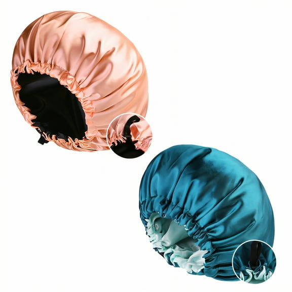 TELOLY 2Pcs Silk Bonnet for Sleeping,Multifunctional for Showering Hair Care and Sleeping Hair Bonnet for Sleeping,Thin and Space-Saving Satin Bonnet,Multicolor2,OneSize