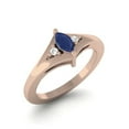 thumbnail image 2 of 0.19 Cts Marquise Blue Sapphire 925 Sterling Silver Rose Vermeil Three Stone Women Mother's Day Gift Ring, 2 of 3