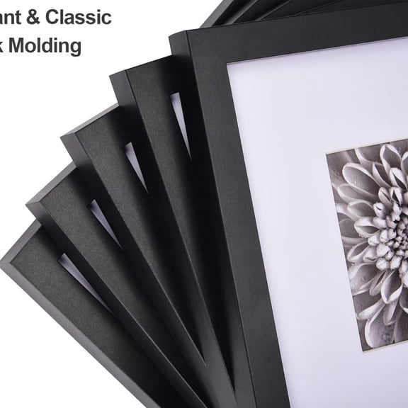 12x12 Picture Frames Black Set of 9, Square Photo Frame Displays 8x8 with Mat or 12x12 without Mat, Gallery Wall Frame Set for Wall Hanging