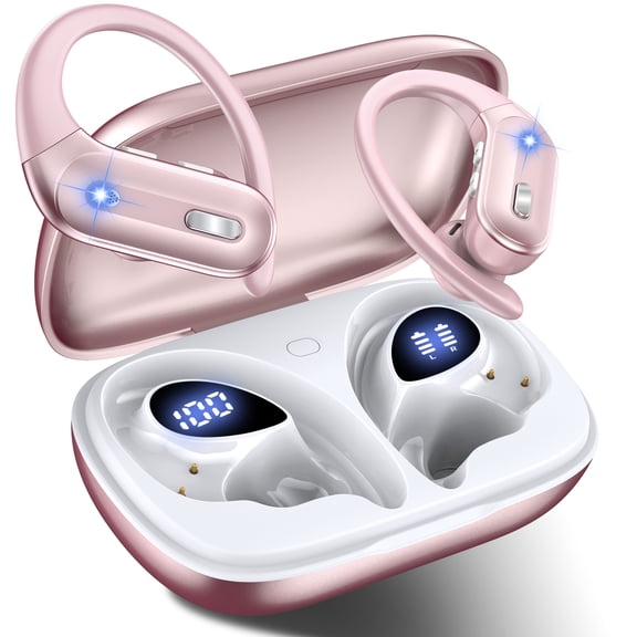 VEAT00L Active Noise Cancelling Ear Buds Wireless Earbuds 75H Playtime Bluetooth Headphones with LED Display Case, Deep Bass Fitness Earphones Gym Running Workout, IP7 Over Earbuds with Earhook