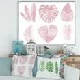 thumbnail image 2 of Designart 'Tropical Pink Watercolour Leaves On White I' Shabby Chic Framed Canvas Wall Art Print, 2 of 5