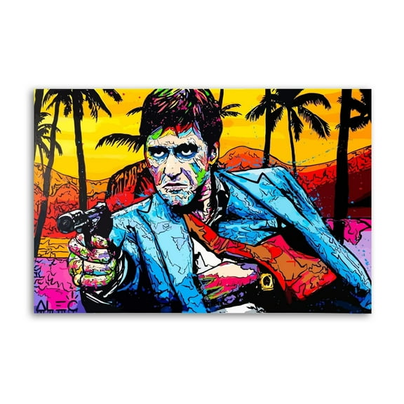 Alec-Monopolys Al Pacino Scarface Tony Montana Canvas Poster Wall Art Picture Prints Hanging Photo Gift Decor Home Posters Artworks 16x24inch(40x60cm)