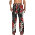 thumbnail image 3 of Black Red Flower Men's Pajama Pants Lightweight Sleepwear Bottom Lounge Pants, 3 of 6
