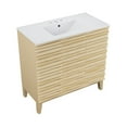 thumbnail image 4 of Cascade 36 in. Natural oak Bathroom Vanity With White, 3-Hole Ceramic Sink Top, 4 of 8