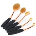 thumbnail image 4 of Brocha ovalada para base, 5 piezas, brochas de maquillaje para cepillos de dientes (mango negro, oro rosa), 4 of 7
