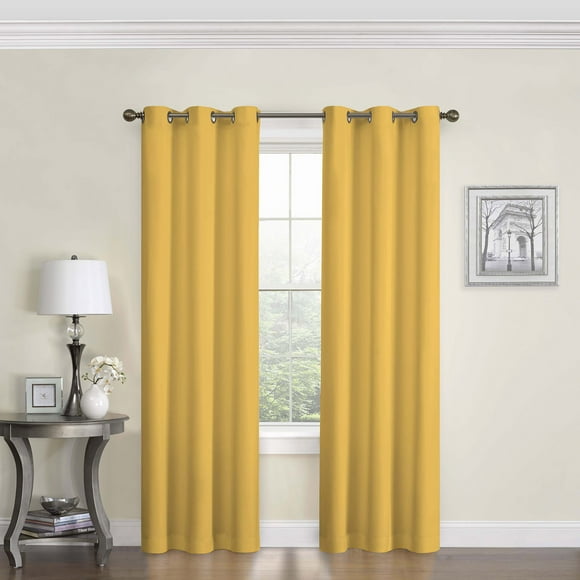 ECLIPSE Microfiber Thermal Insulated Single Panel Grommet Top Darkening Curtains for Living Room, 42 in x 95 in, Ochre