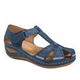 thumbnail image 2 of Anuirheih Womens Sandals Wedge Heel Shoes, Closed Toe Comfortable Ankle Strap Summer Embroidered Sandals Casual Outdoor Wedges(Blue), 2 of 2