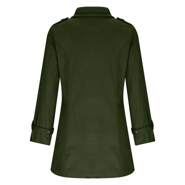 Herrnalise Women's Double Breasted Pea Coat Winter Mid-Long Trench