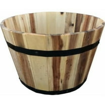Avera Products (#AWP304180) Round Wood Barrel Planter, 18â D x 11â H