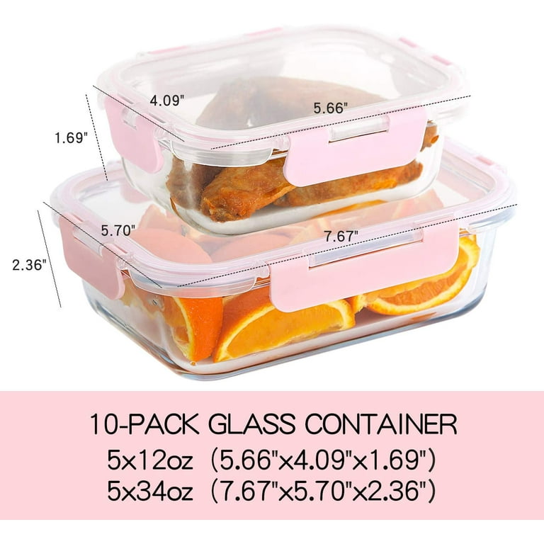 UMEIED 10-Pack Glass Food Storage Containers, Glass Meal Prep Containers  with Lids Airtight, Microwave, Freezer and Dishwasher Safe, for Lunch, On  The Go and Leftover (Green)