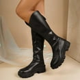 thumbnail image 6 of Black Ladies Knee-High Boots With Back Zipper And Block Heel For A Stylish And Comfortable Winter Shoe, 6 of 9