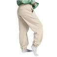 thumbnail image 3 of Zylanna Women's Sweatpants with Pockets, Elastic Waist Soft & Warm Baggy Solid Color Activewear Pants for Women Beige, 3 of 6