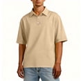 thumbnail image 5 of Men's Short Sleeve Golf Polo Casual Workout Sports Moisture Wicking Collared Shirt Khaki 3XL, 5 of 5