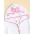 thumbnail image 4 of Argulvti Kid Swim Coverups Bow/Elephant Embroidery Short Sleeve Hooded Robe Zip-Up Towel Beachwear, 4 of 7
