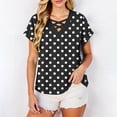thumbnail image 5 of YUGYXL Polka Dot Print Summer Tops for Women Short Sleeve Crisscross V Neck T Shirts for Women Trendy Black Top L, 5 of 9