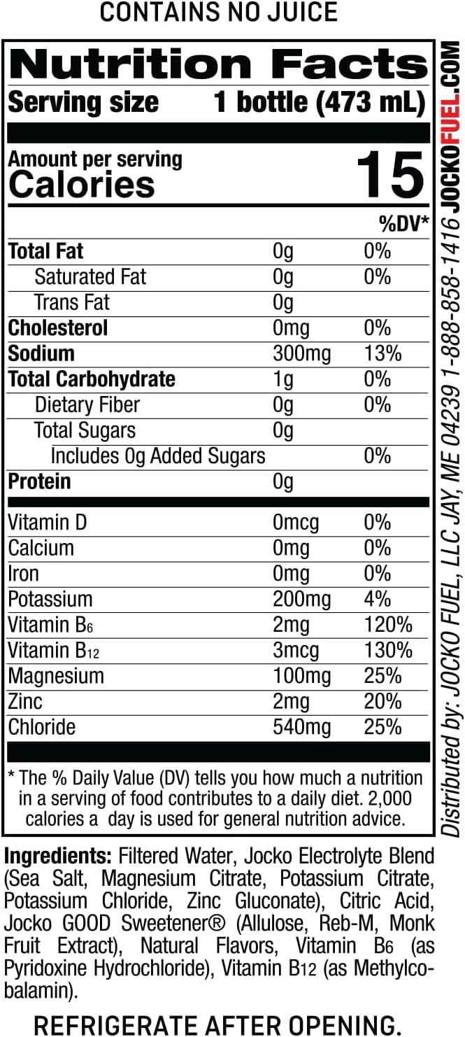 Jocko Fuel Hydrate Electrolyte Drinks - Sports Drink Hydration, Fruit Punch 16 Oz (12 Pack)