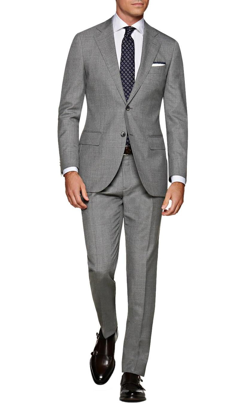 Mens Side Vent 2-piece Gray Cotton Modern Fit Suit DTI - Walmart.com