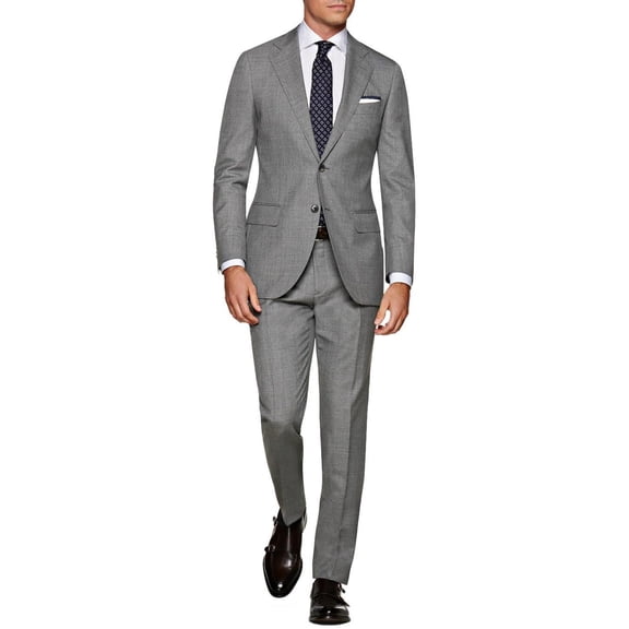 Mens Side Vent 2-piece Gray Cotton Modern Fit Suit DTI