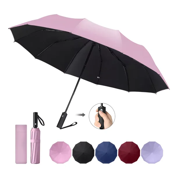 VIESS Paraguas Sombrilla De Bolsillo Para La Lluvia, Uv Y Impermeable Automático, Reversible Y Plegable Ligero Y Compacto Con Botón De Apertura Y Cierre Automático