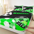 thumbnail image 4 of Manfei Football Games Bed Sheets For Boys,Sport Themd Full Size Sheets,Black Green,4-Piece,1 Flat Sheet,1 Fitted Sheet and 2 Pillowcases, 4 of 7