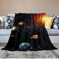 thumbnail image 2 of Qinduosi Flannel Sofa Blanket - Space Planet Print Throw Blanket Smooth Soft Sofa Chair Bed Office Practical Blanket, 2 of 6