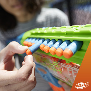 Nerf Elite 2.0 Double Punch Motorized Electronic Blaster, 50 Elite Darts, 2x 10-Dart Clips
