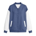 thumbnail image 2 of Auralook Women’s Color‑Block Raglan Sleeve Baseball Jacket Crew Neck Button Casual Outerwear with Side Pockets, 2 of 6