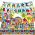 thumbnail image 2 of Bonita pancarta desechable para tarta de fiesta de la serie Numberblock, bandera colgante, globos estilo Numberblocks, decoración para tarta de cumpleaños, 2 of 4