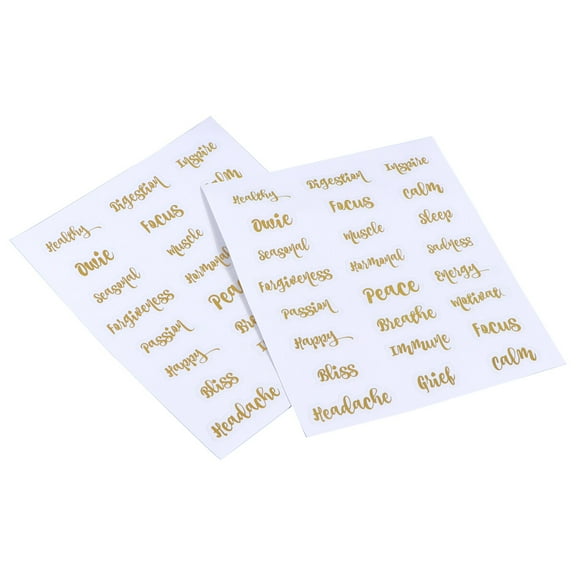 Raindrops Essential Oil Bottle Label Stickers Golden 5 Sheets