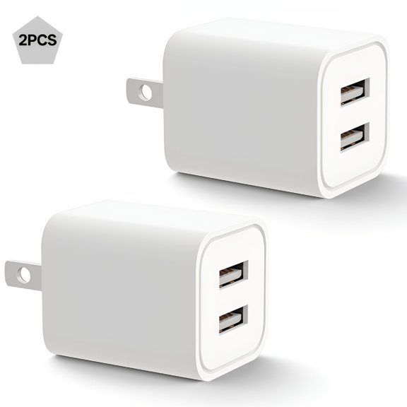GJX 2026 New Chargers 2-Port Usb Power Adapter [2-Pack] Wall Charger 2.4A Cube for Plug Outlet Compatible for Smartphones for Home,Office,Travel,Charging Multiple Devices,On-The-Go Use