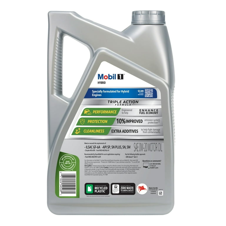 5 pack) Mobil 1 Hybrid 0W-20, 5 Quart - Walmart.com