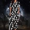 thumbnail image 2 of GZWYHT 2 Piece Pajama Set for Women Halloween Pajamas Pumpkin Print Short Sleeve Button Top and Capri Pants Womens Sleep Set Women's Pajama Sets Button Down Pajamas Pj Sets for Woman Black L, 2 of 7