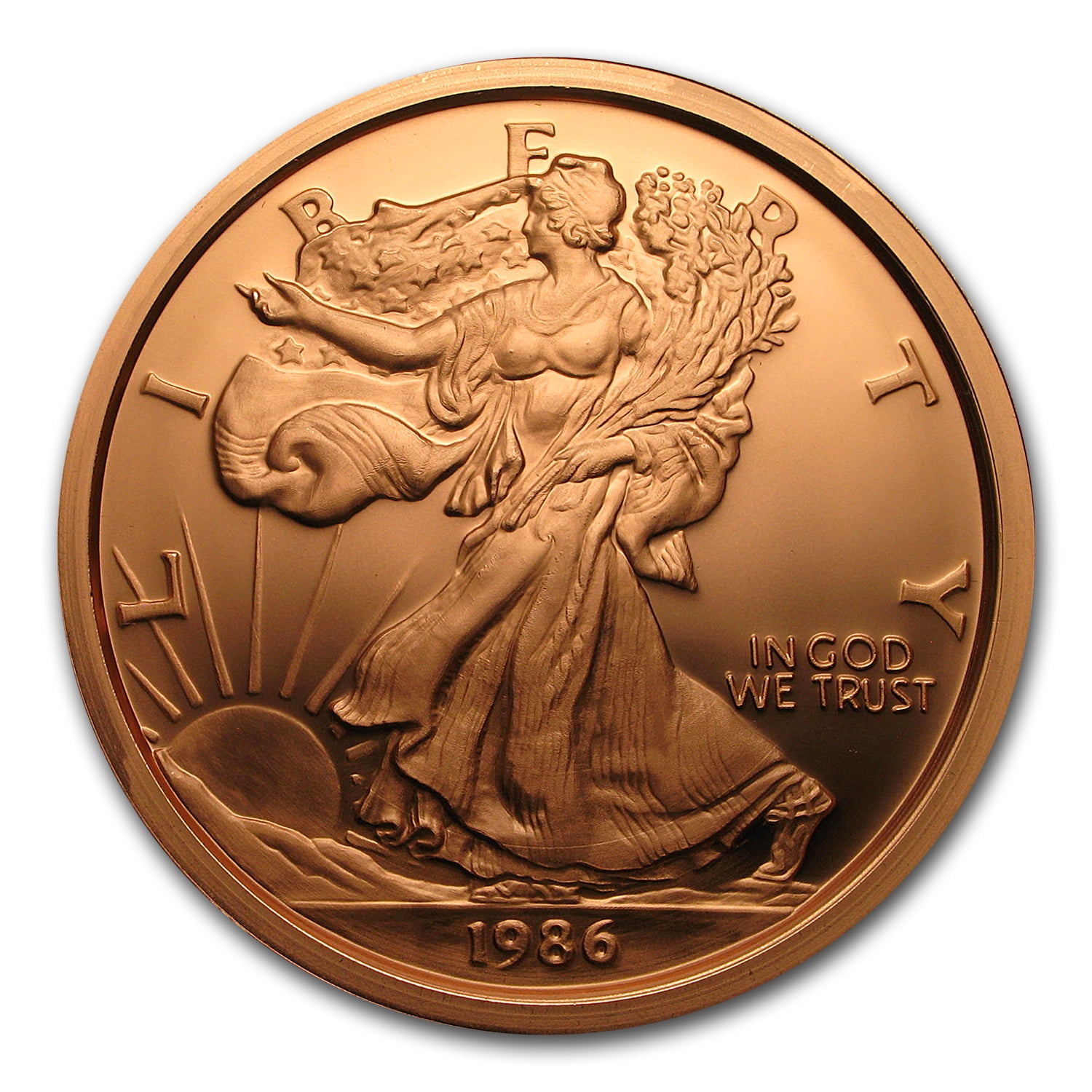 1 Pound Copper Round - Walking Liberty 