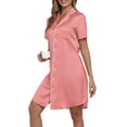 thumbnail image 3 of DreamFish Women's Summer Nightshirt Button Down Short Sleeve Sleepshirt Lightweight Nightgown Sleepwear (Slim Fit, Size Up for Relaxed Feel), 3 of 6
