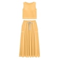 thumbnail image 6 of VBTAPA Womens Skirt Sets 2026 Summer 2 Piece Outfits Sleeveless Crop Top Drawstring Maxi Skirts Matching Lounge Set Yellow XL, 6 of 8
