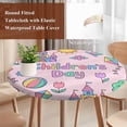 thumbnail image 3 of Children's Day Round Tablecloth 36-44 Inch Round Fitted Table Cloth with Elastic Edge, Airplanes Sailing Boats Tree Cartoon Pink Waterproof Table Cover Protector for Outdoor Picnic Party Dining, 3 of 9