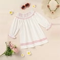 thumbnail image 3 of Zehjuhan Girls Casual Smocked Dress with Embroidered "BIG SISTER" Text and Lantern Sleeves for Spring and Fall White，18-24M, 3 of 10