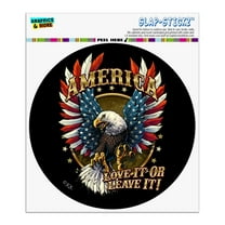 America Love It Or Leave Eagle USA American Flag Automotive Car Window Locker Circle Bumper Sticker