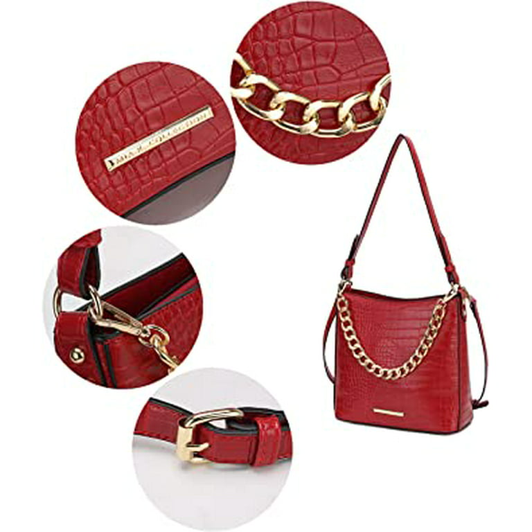 MKF Collection Kennedy Vegan Leather Women's Small Crossbody Satchel  Handbag by Mia K., Pink