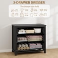 thumbnail image 5 of EastVita Black 31.5 Inch Wide Wooden Chest of Dresser with 3 Drawers and Large Clothes Storage Space For Nursery Living Room Hallway and Bedroom, 5 of 9