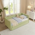 thumbnail image 4 of Newest Cozy Gingham Daybed with Trundle Twin Size Sofa Bed No Box Spring Needed, with USB Port and Adorable Wave Shaped, Linen Fabric, Green, 4 of 8