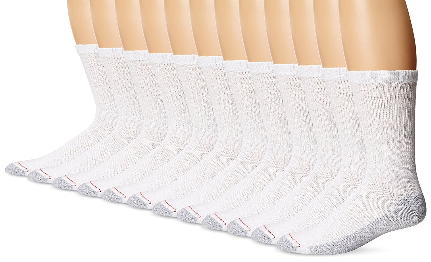 Hanes Men's 12 Pack FreshIQ Crew Socks, White, 1214