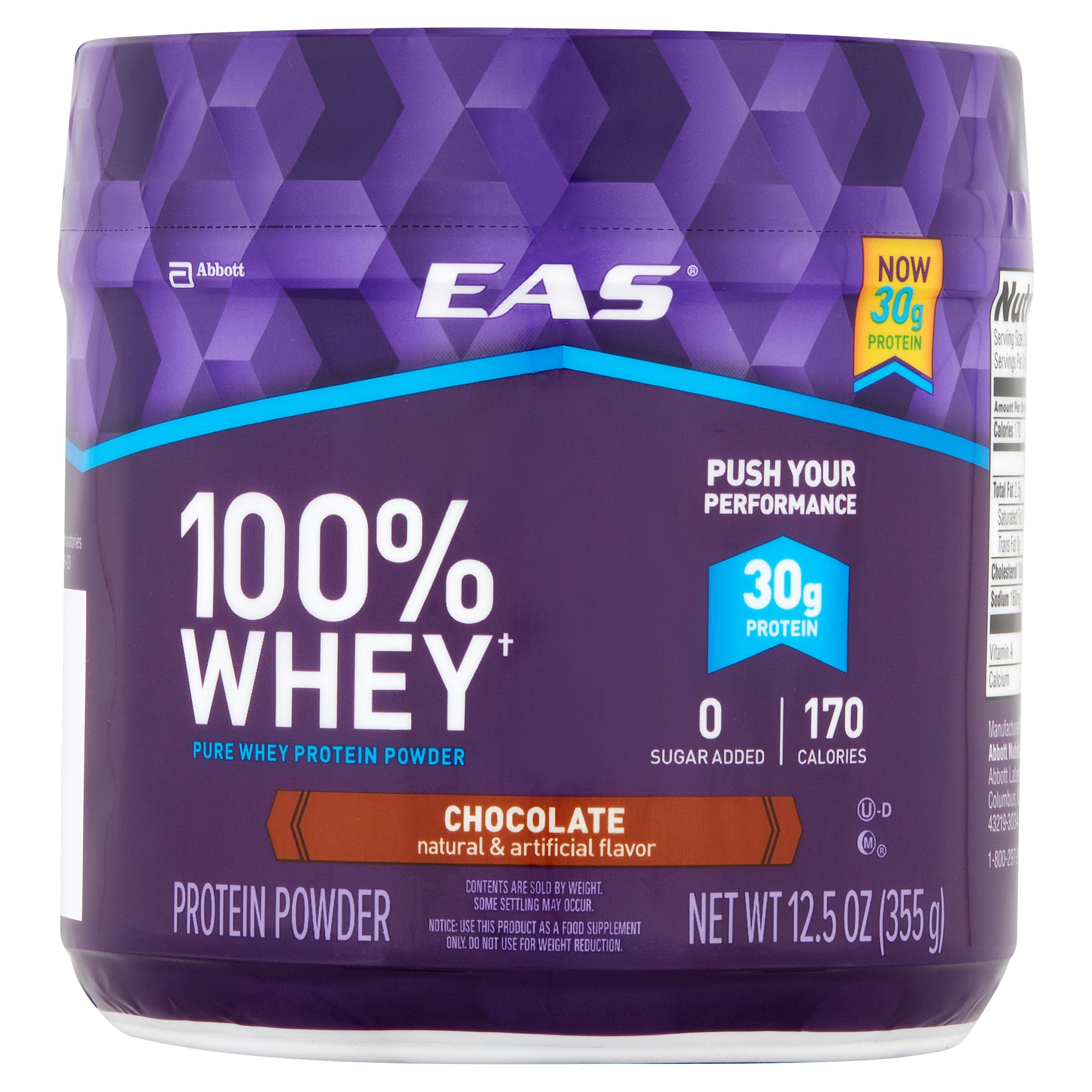 Abbott EAS Chocolate Pure Whey Protein Powder, 12.5 oz, 4 pack