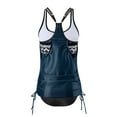 thumbnail image 4 of BLTIBY 2025 Womens Tankini Swimsuits Two Piece Bathing Suits Tops with Triangle Panties Printed Sleeveless Strap Loose Fit Swimwear Dark Blue S, 4 of 5
