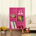 thumbnail image 5 of 5 Cube Bookshelf, 3-Tier Bookcase with Legs, Pink Kids Book Shelf Cute Storage Organizer, Free Standing Open Toy Shelves Modern Bookshelves,Wood Display Bookcases for Bedroom,Living Room, 5 of 7