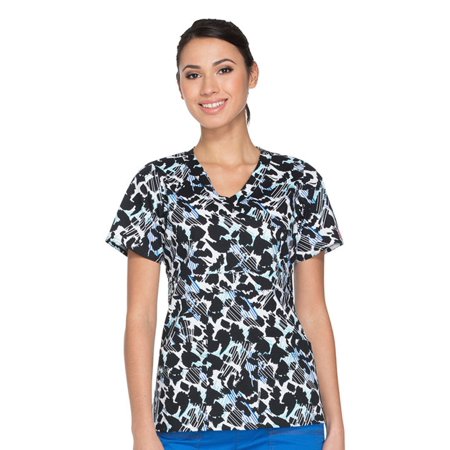 Gen Flex by Dickies Women's Mock Wrap Animal Print Scrub Top