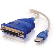 Angle View: C2G 6ft USB to DB25 IEEE-1284 Parallel Printer Adapter Cable, Blue